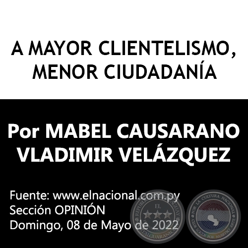 A MAYOR CLIENTELISMO, MENOR CIUDADANÍA - Por MABEL CAUSARANO / VLADIMIR VELÁZQUEZ - Domingo, 08 de Mayo de 2022